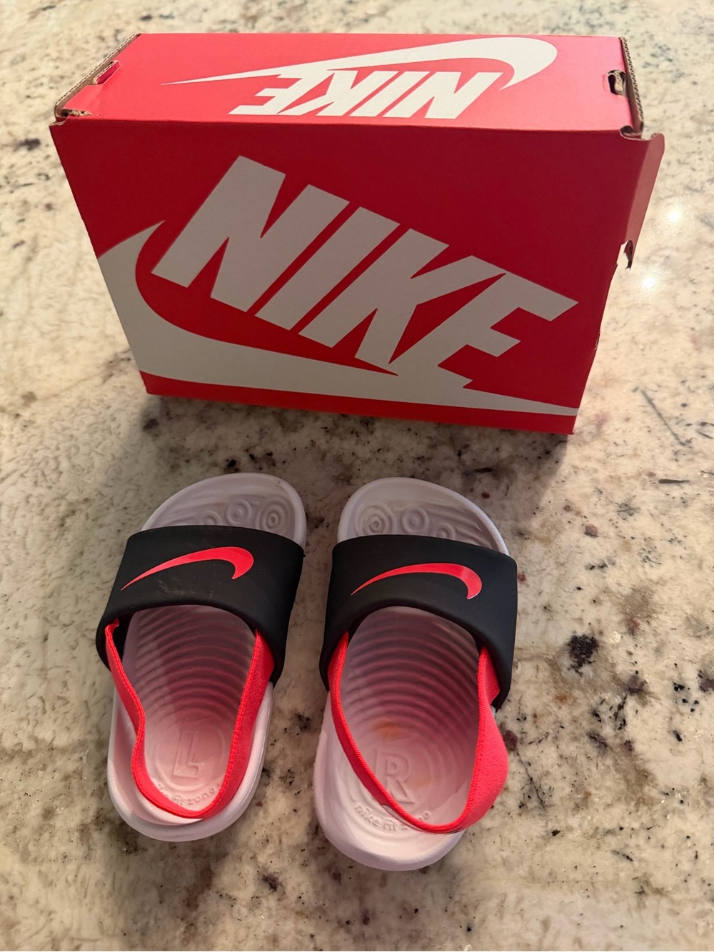 Size 4.5 Nike Baby' Red/Black Slide Sandals